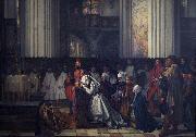 Henri Leys The Trental Mass for Berthal de Haze oil painting on canvas